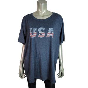 Maurices USA Graphic‎ Tee Plus Size 2X 3X Soft Comfortable Short Sleeve Blue NWT
